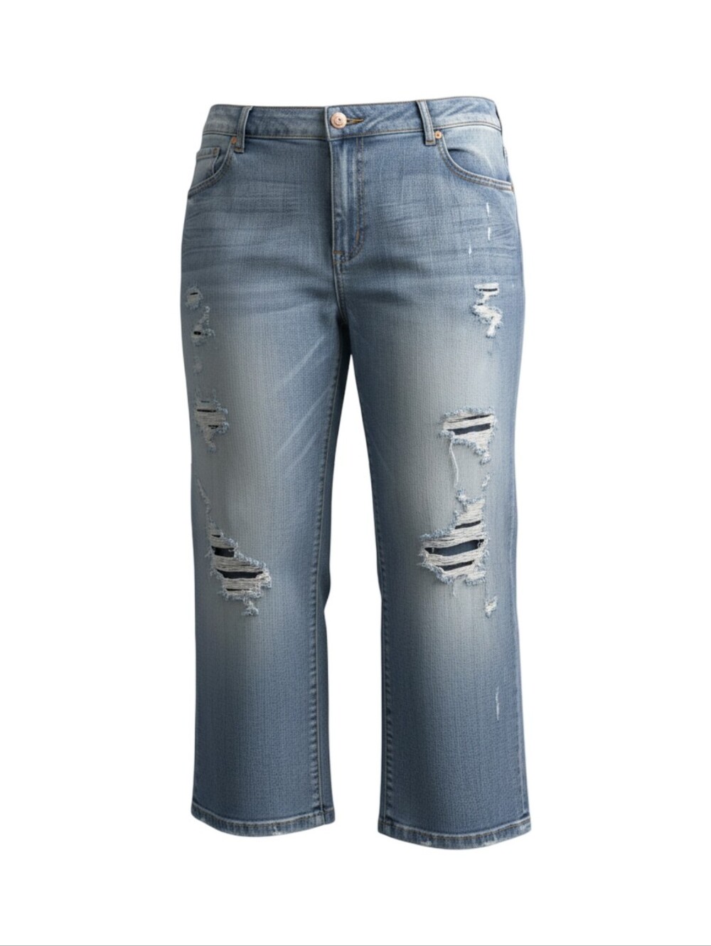 Lane Bryant Light Blue Distressed Stretch Comfy Cropped Jeans Plus Size 22
